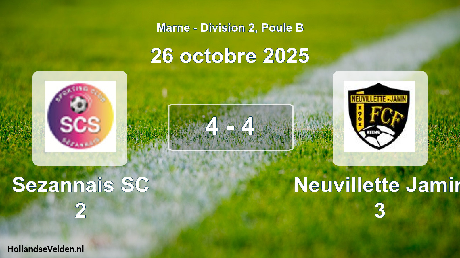 Total number of matches played: Sezannais SC 2 - Neuvillette Jamin 3 4 - 4 (26 October 2025)