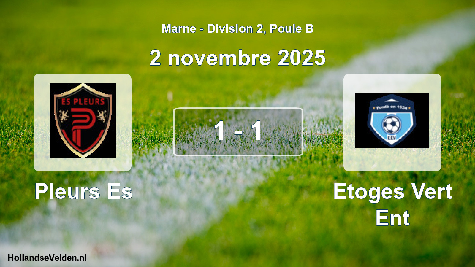 Match joué: Pleurs Es - Etoges Vert Ent 1 - 1 (2 novembre 2025)