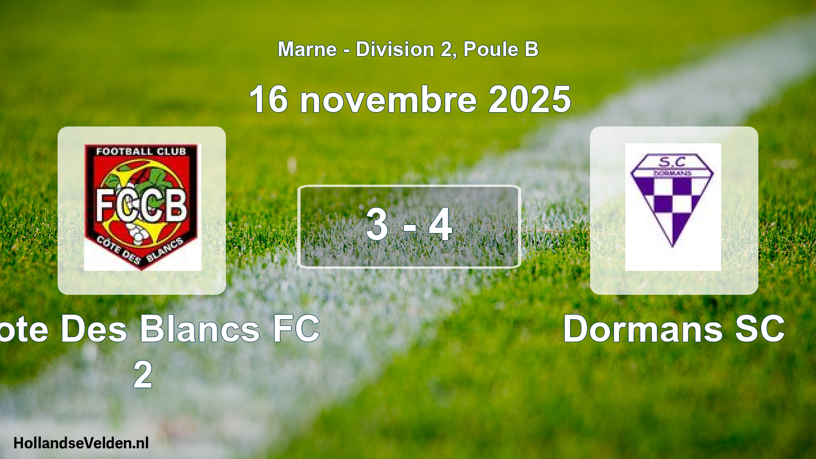 Gespeelde wedstrijd: Cote Des Blancs FC 2 - Dormans SC 3 - 4 (16 november 2025)