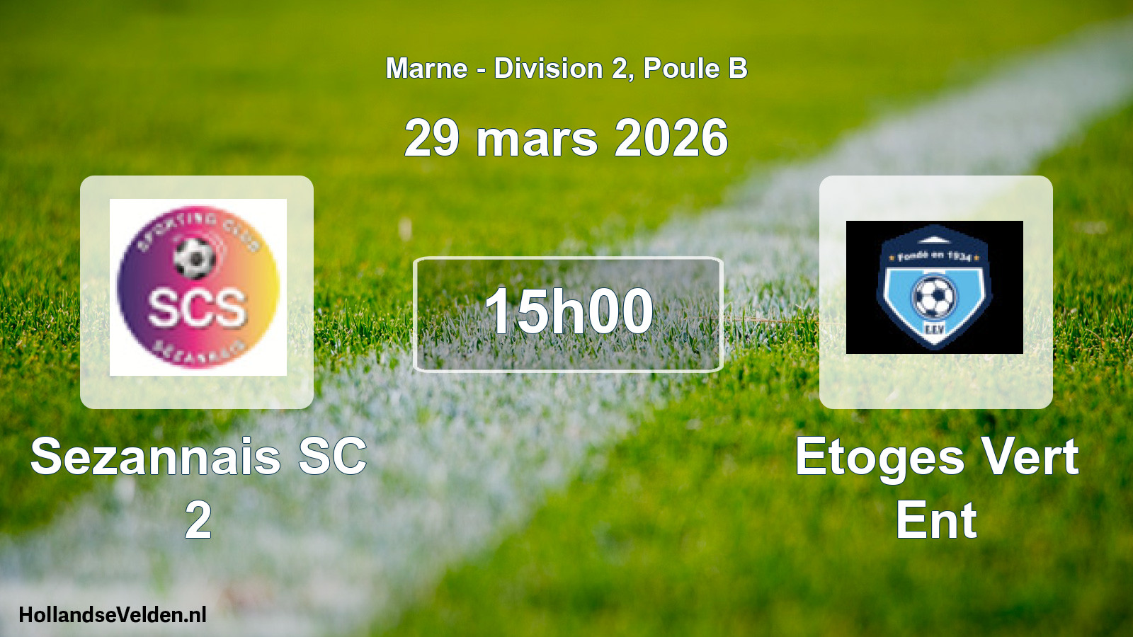 Match programmé: Sezannais SC 2 - Etoges Vert Ent (29 mars 2026)