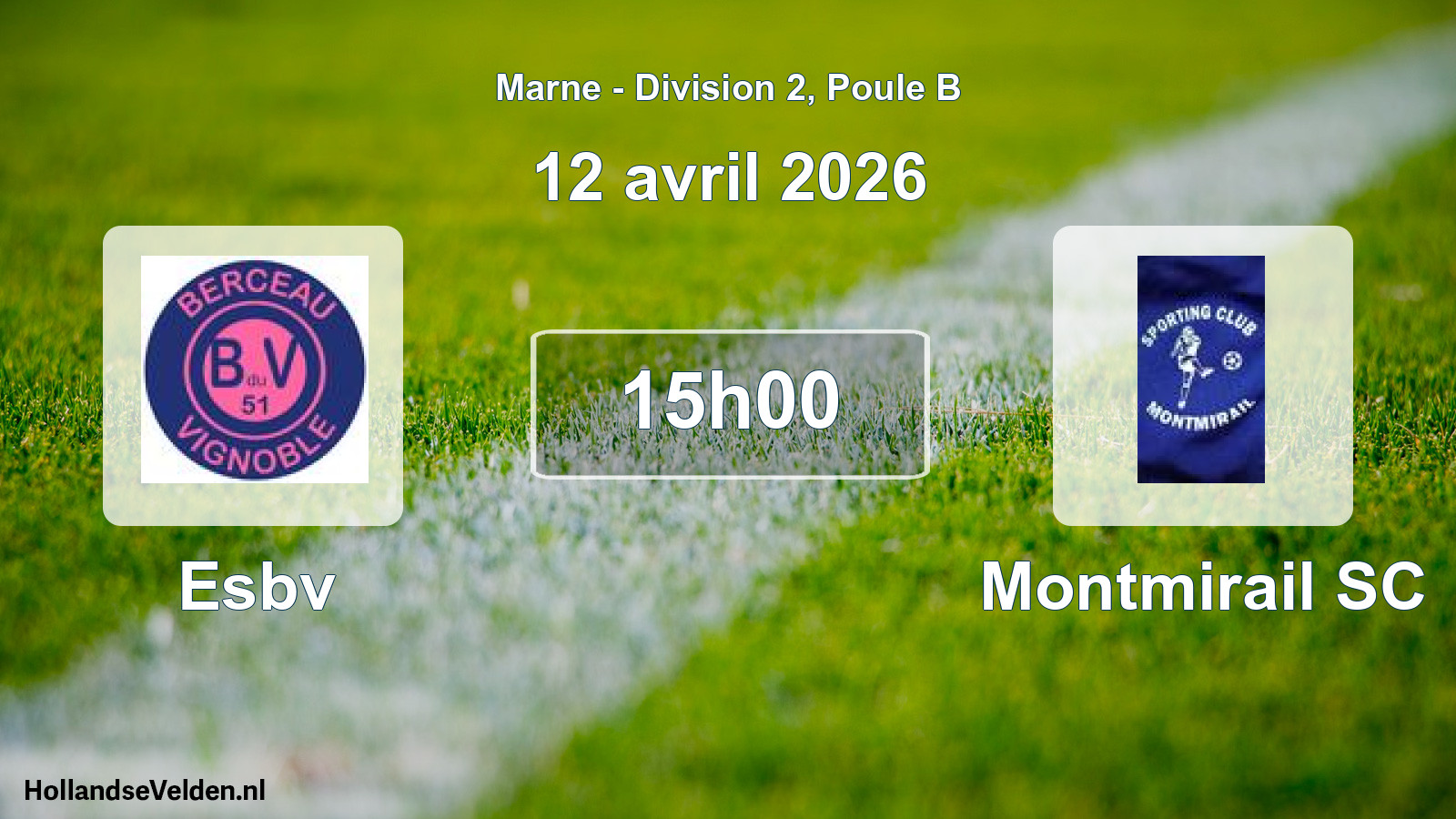Match programmé: Esbv - Montmirail SC (12 avril 2026)