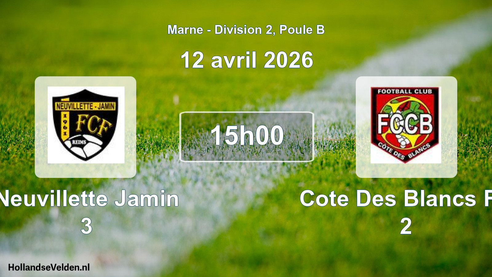 Match programmé: Neuvillette Jamin 3 - Cote Des Blancs FC 2 (12 avril 2026)