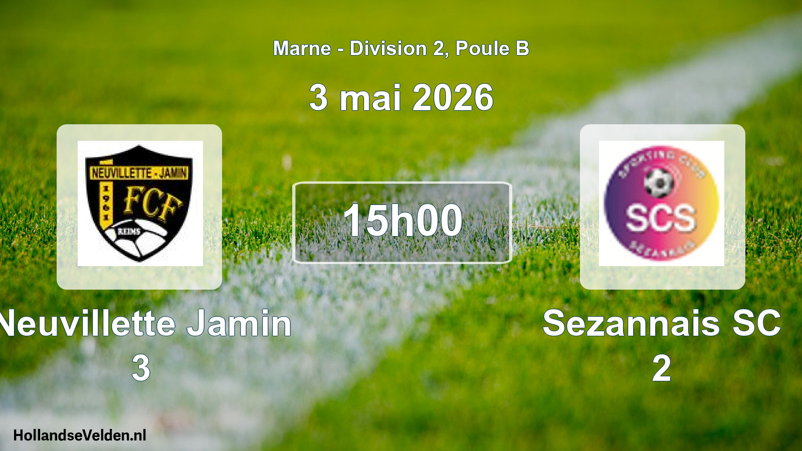 Match programmé: Neuvillette Jamin 3 - Sezannais SC 2 (3 mai 2026)