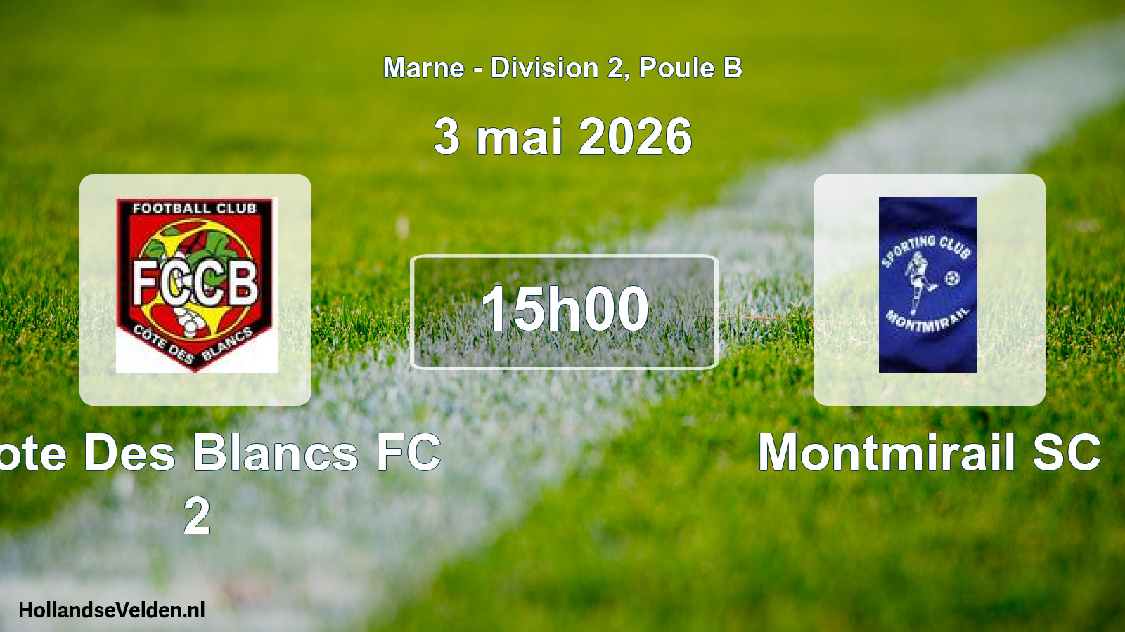 Match programmé: Cote Des Blancs FC 2 - Montmirail SC (3 mai 2026)