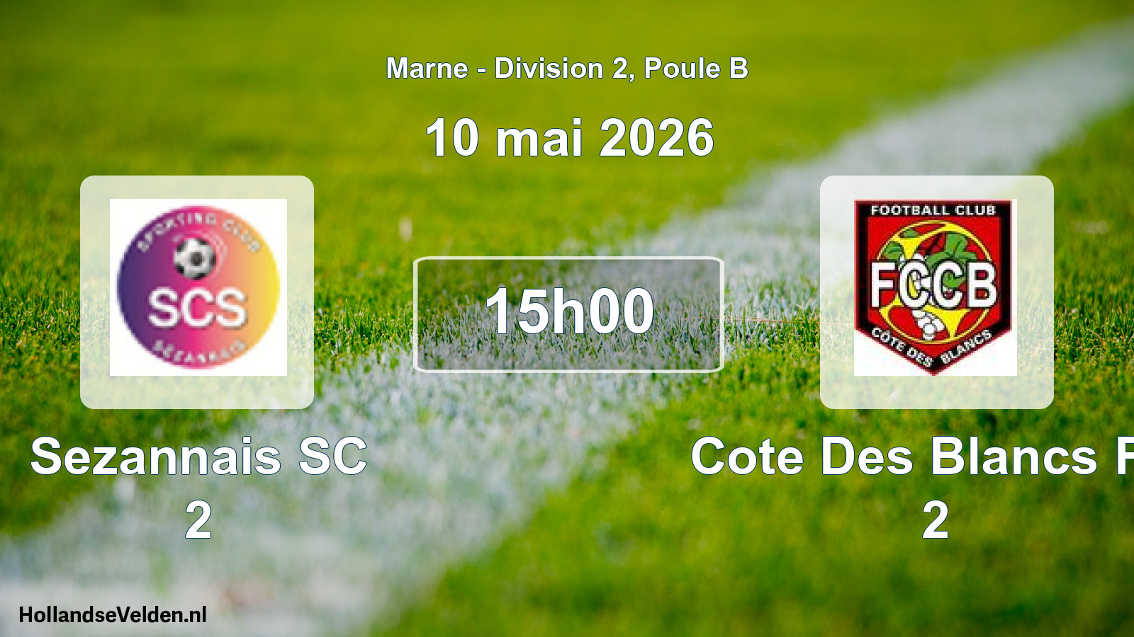 Match programmé: Sezannais SC 2 - Cote Des Blancs FC 2 (10 mai 2026)
