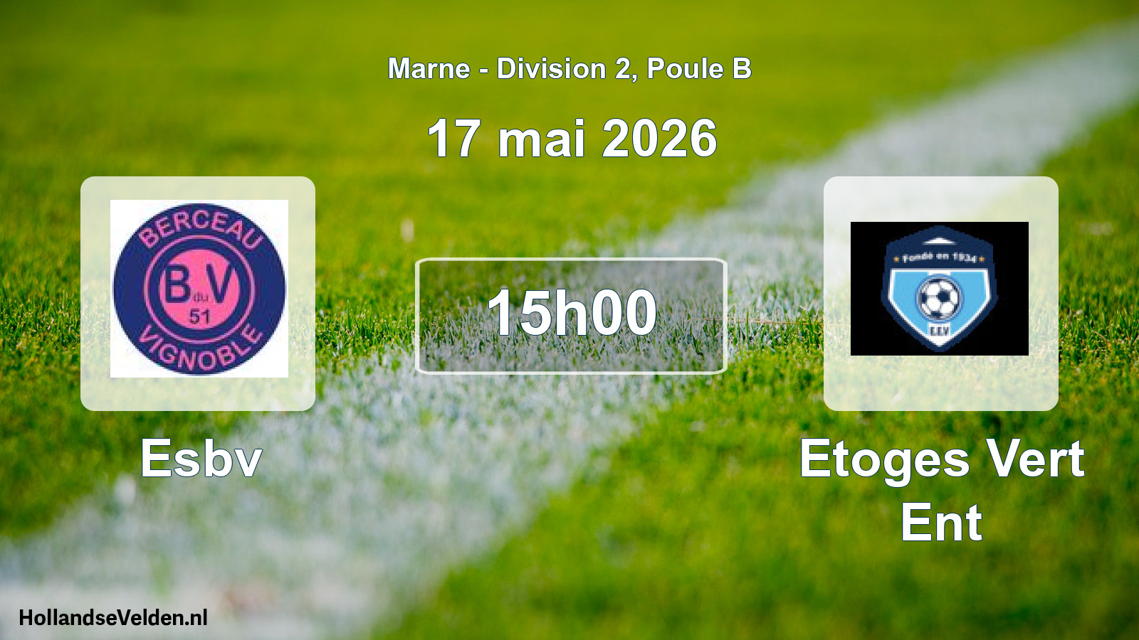 Geplande wedstrijd: Esbv - Etoges Vert Ent (17 mei 2026)