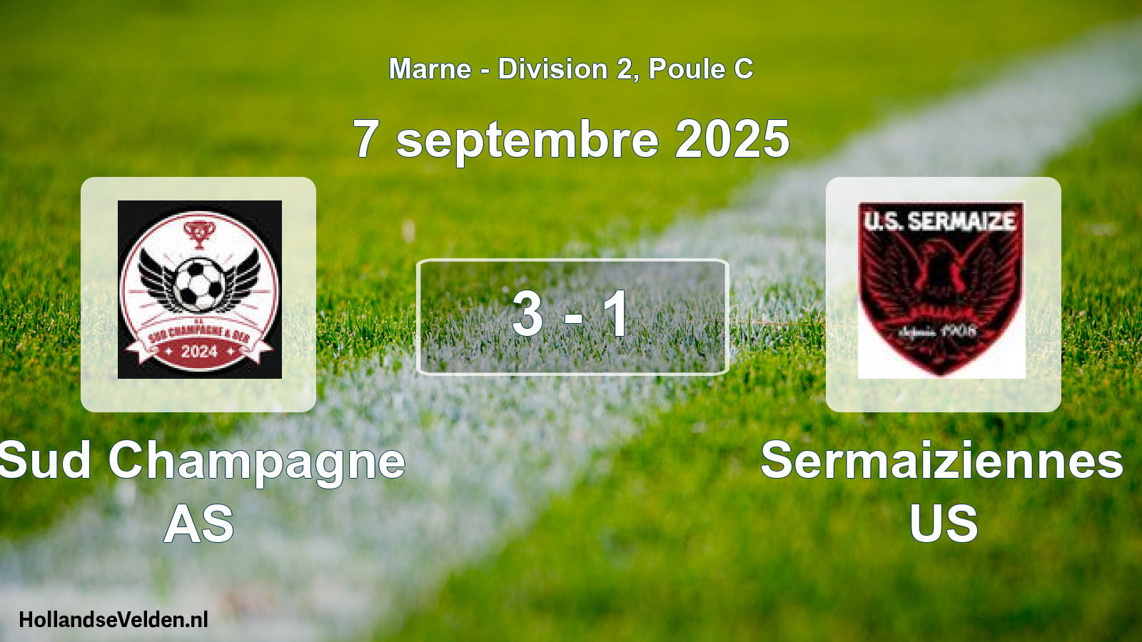 Total number of matches played: Sud Champagne AS - Sermaiziennes US 3 - 1 (7 September 2025)