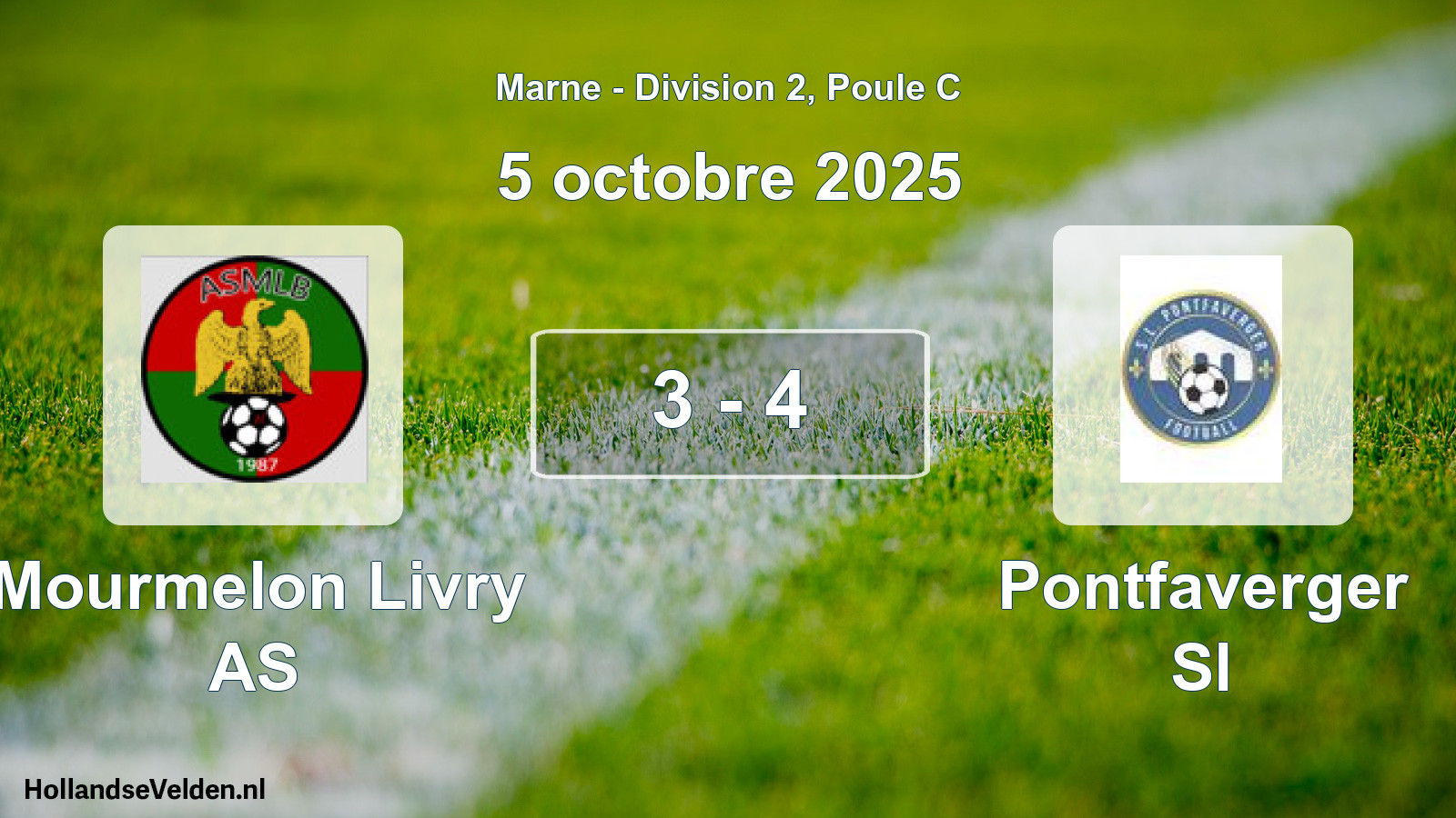 Match joué: Mourmelon Livry AS - Pontfaverger Sl 3 - 4 (5 octobre 2025)