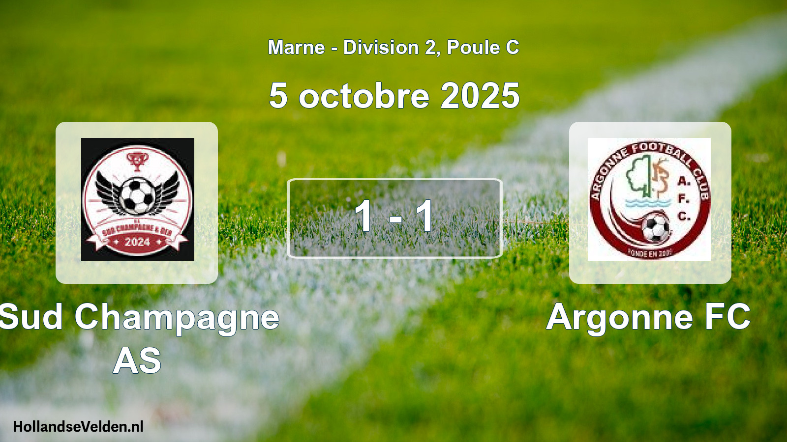 Total number of matches played: Sud Champagne AS - Argonne FC 1 - 1 (5 October 2025)