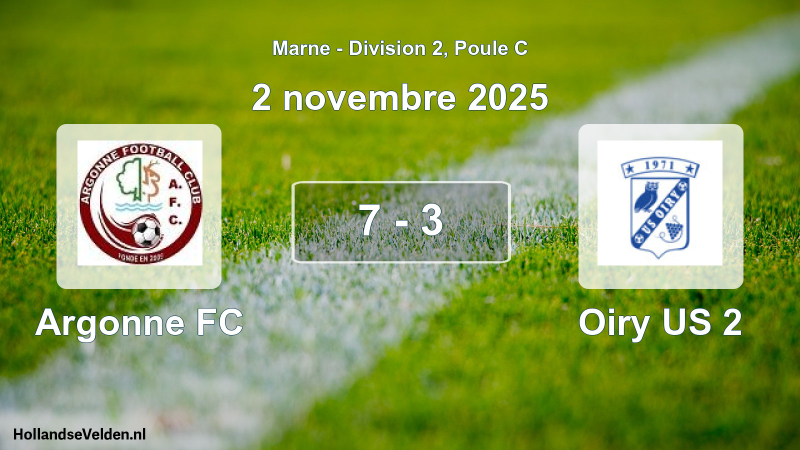 Match joué: Argonne FC - Oiry US 2 7 - 3 (2 novembre 2025)
