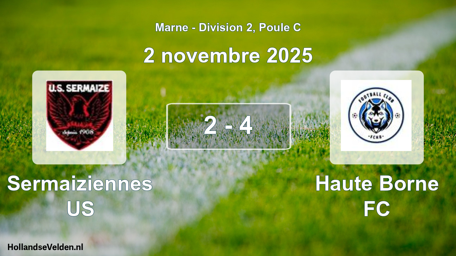 Match joué: Sermaiziennes US - Haute Borne FC 2 - 4 (2 novembre 2025)