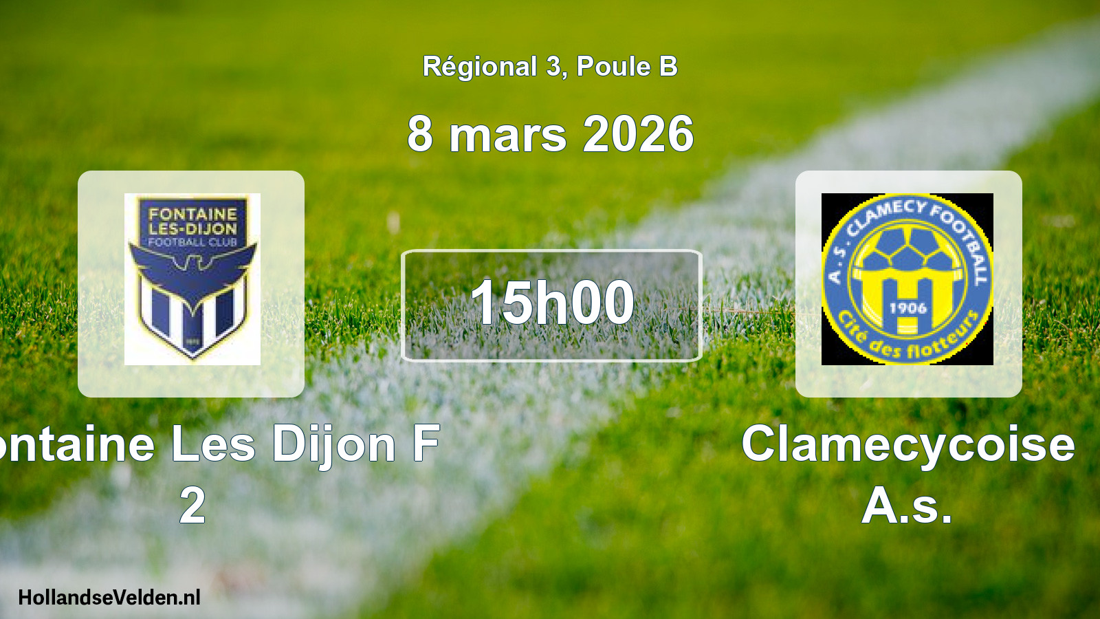 Geplande wedstrijd: Fontaine Les Dijon F 2 - Clamecycoise A.s. (8 mars 2026)