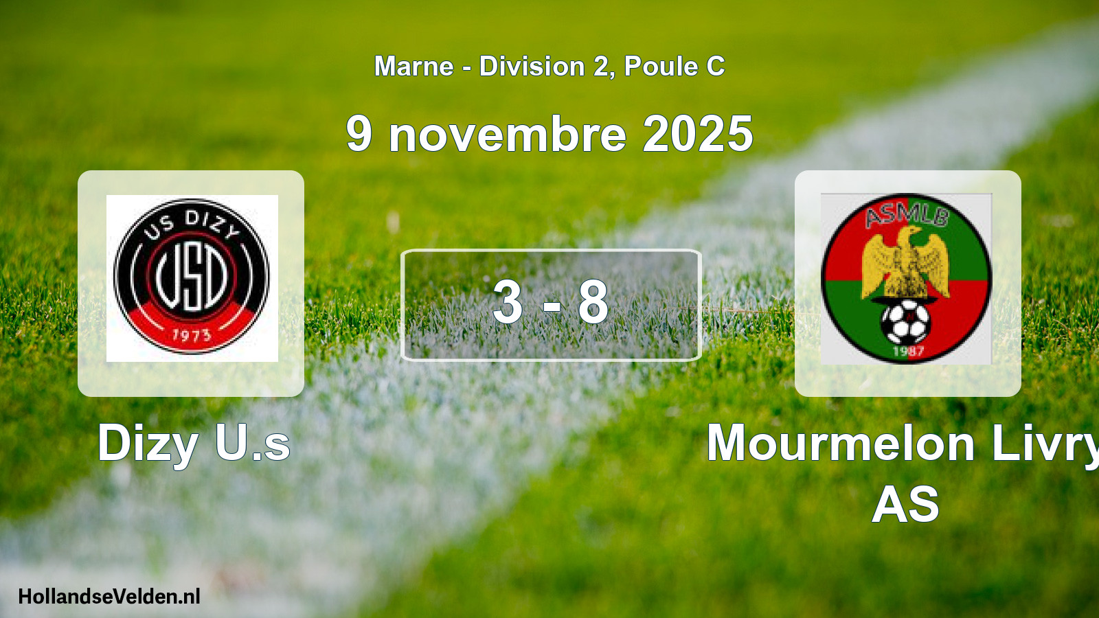 Match joué: Dizy U.s - Mourmelon Livry AS 3 - 8 (9 novembre 2025)
