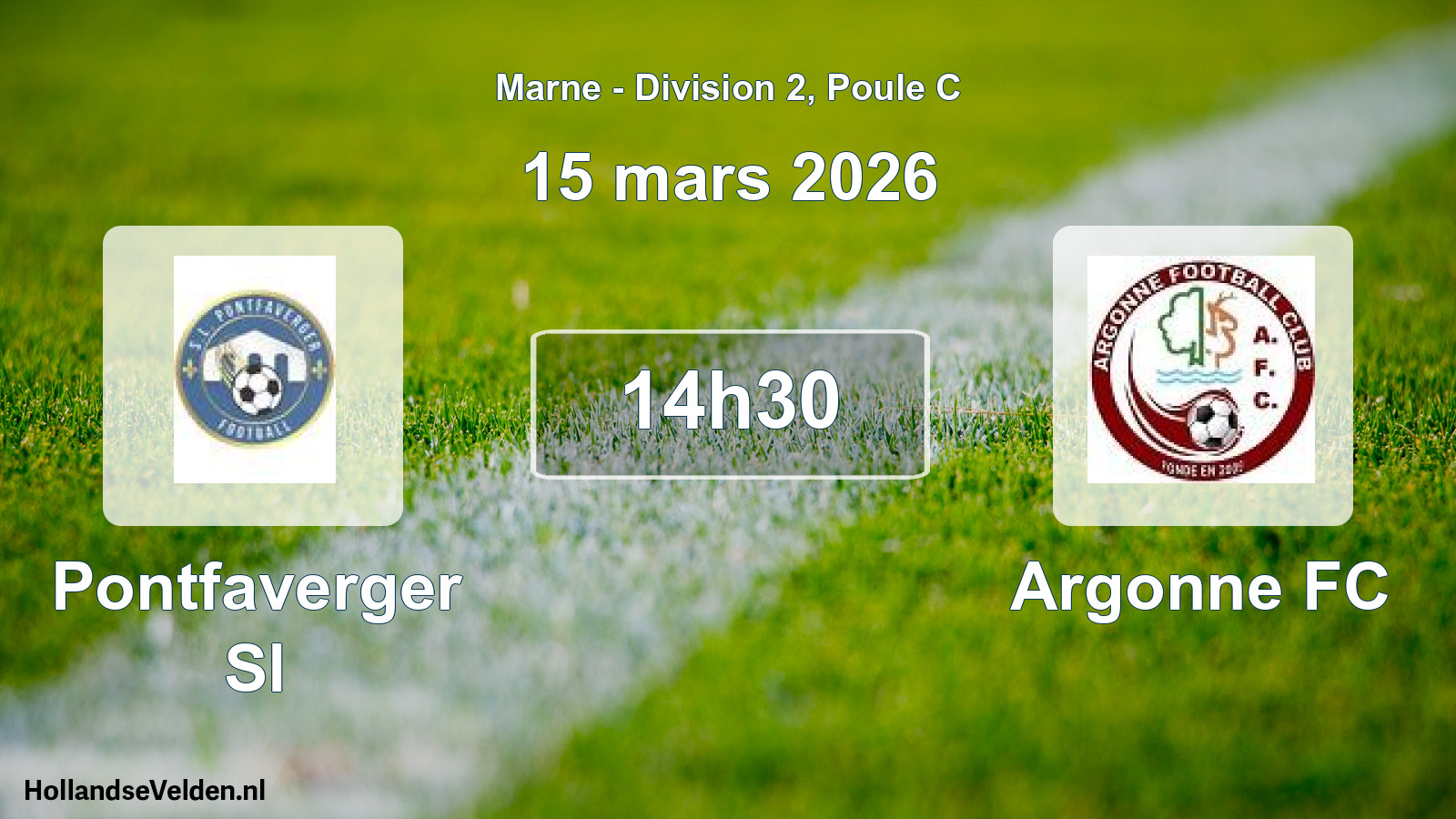 Match programmé: Pontfaverger Sl - Argonne FC (15 mars 2026)
