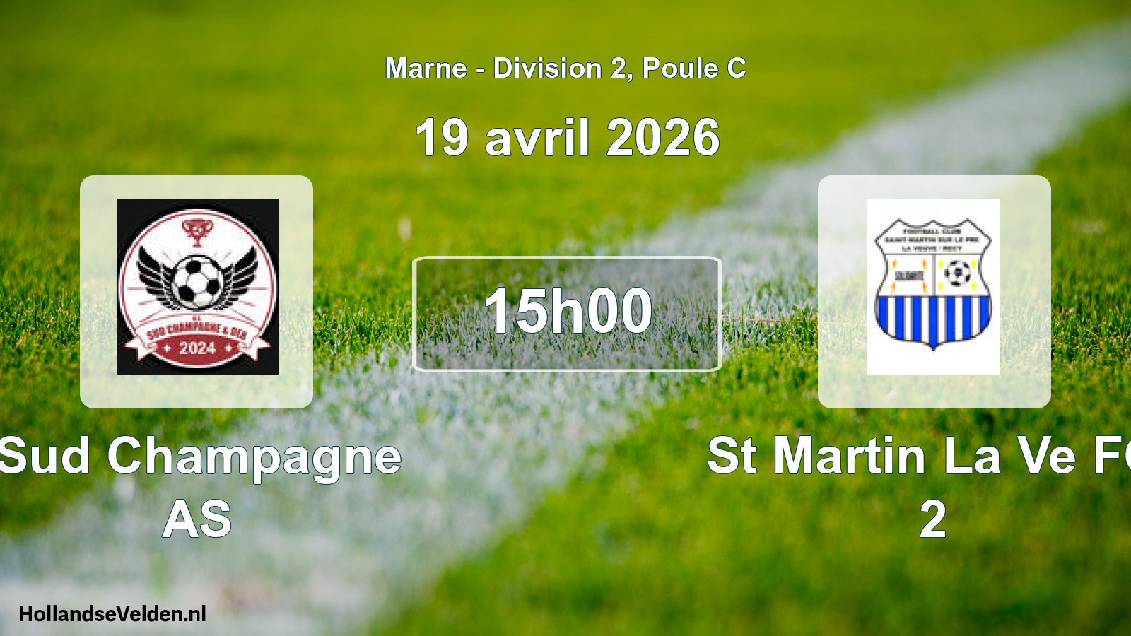Geplande wedstrijd: Sud Champagne AS - St Martin La Ve FC 2 (19 april 2026)