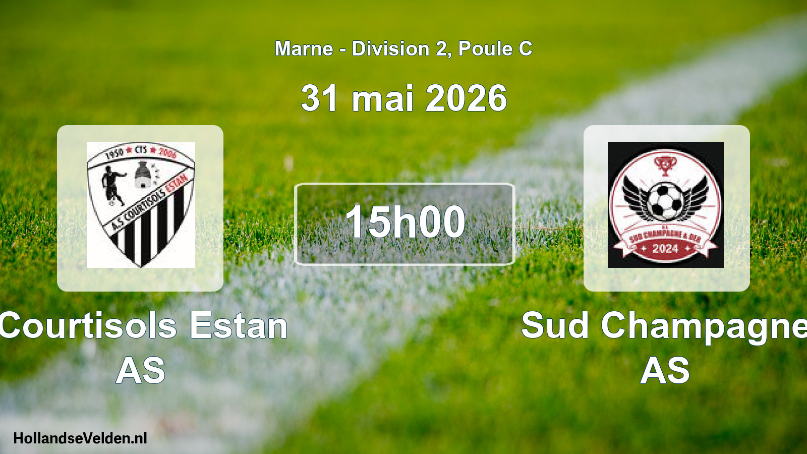 Match programmé: Courtisols Estan AS - Sud Champagne AS (31 mai 2026)