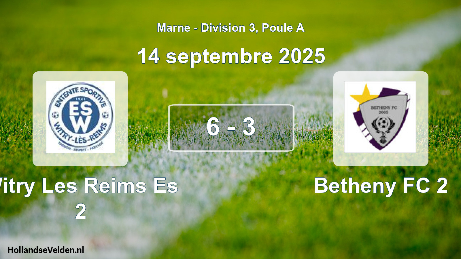 Gespeelde wedstrijd: Witry Les Reims Es 2 - Betheny FC 2 6 - 3 (14 september 2025)