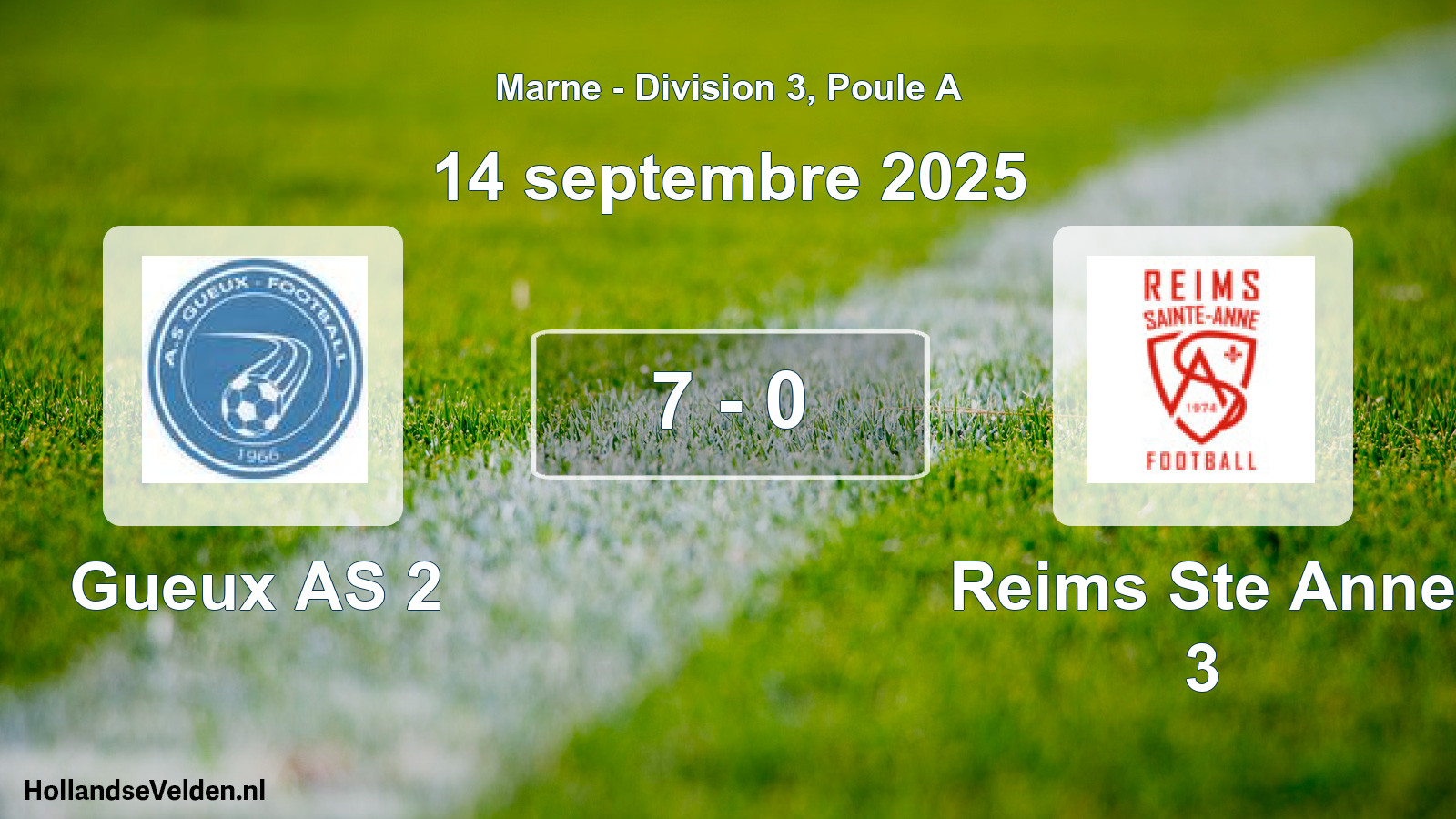 Total number of matches played: Gueux AS 2 - Reims Ste Anne 3 7 - 0 (14 September 2025)