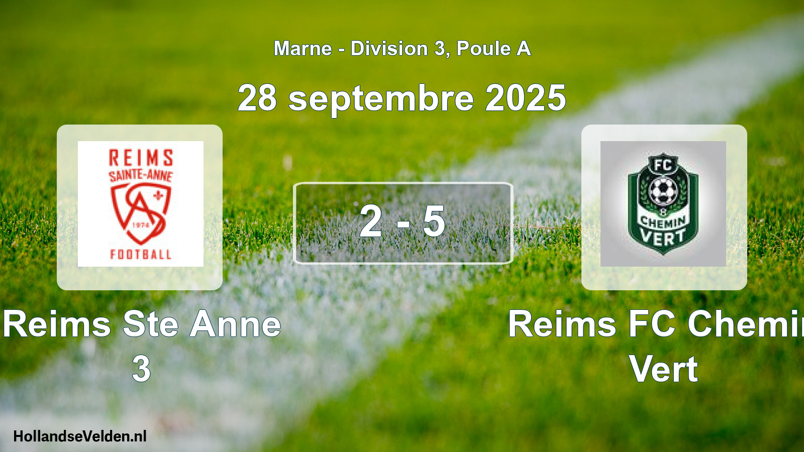Match joué: Reims Ste Anne 3 - Reims FC Chemin Vert 2 - 5 (28 septembre 2025)