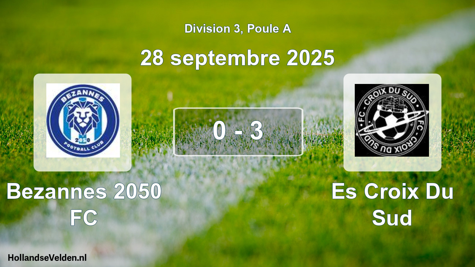 Match joué: Bezannes 2050 FC - Es Croix Du Sud 0 - 3 (28 septembre 2025)