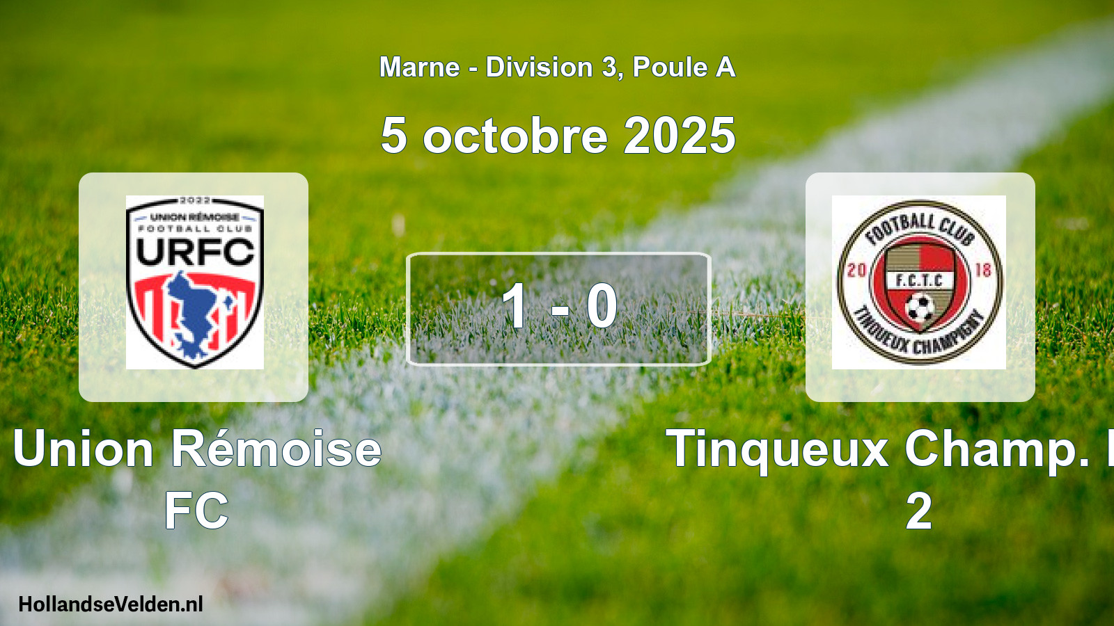 Match joué: Union Rémoise FC - Tinqueux Champ. FC 2 1 - 0 (5 octobre 2025)