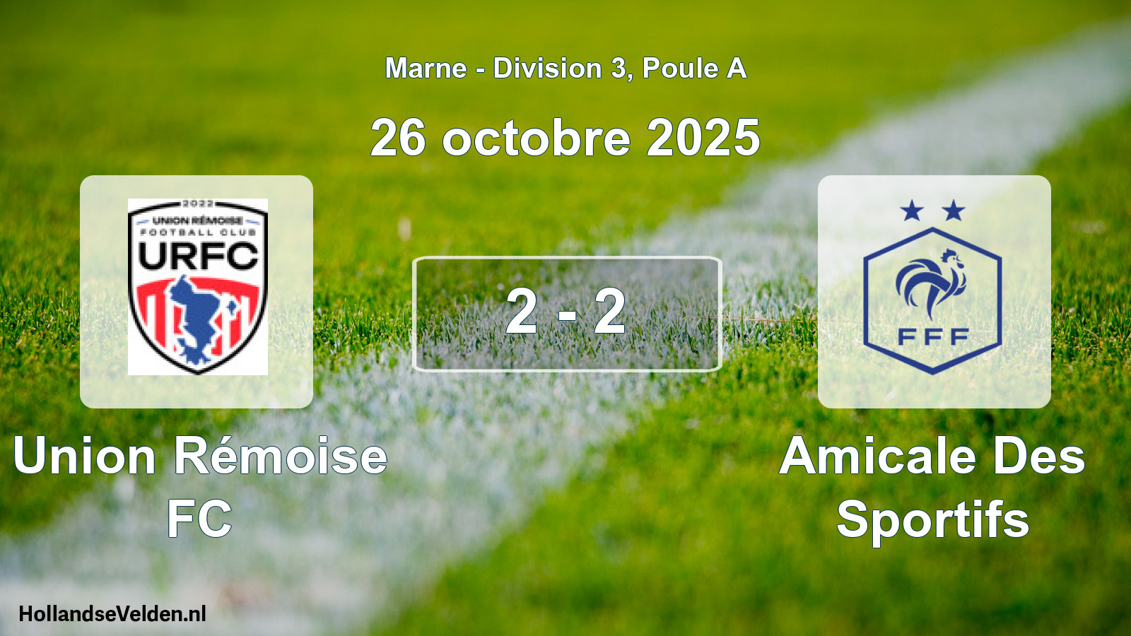 Match joué: Union Rémoise FC - Amicale Des Sportifs 2 - 2 (26 octobre 2025)