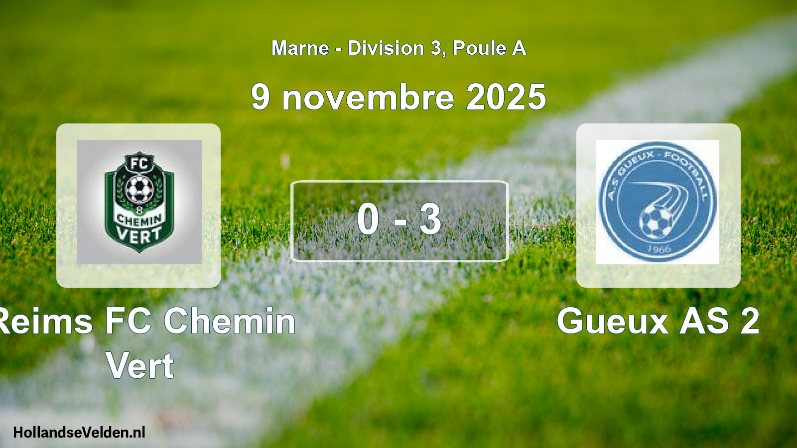 Match joué: Reims FC Chemin Vert - Gueux AS 2 0 - 3 (9 novembre 2025)