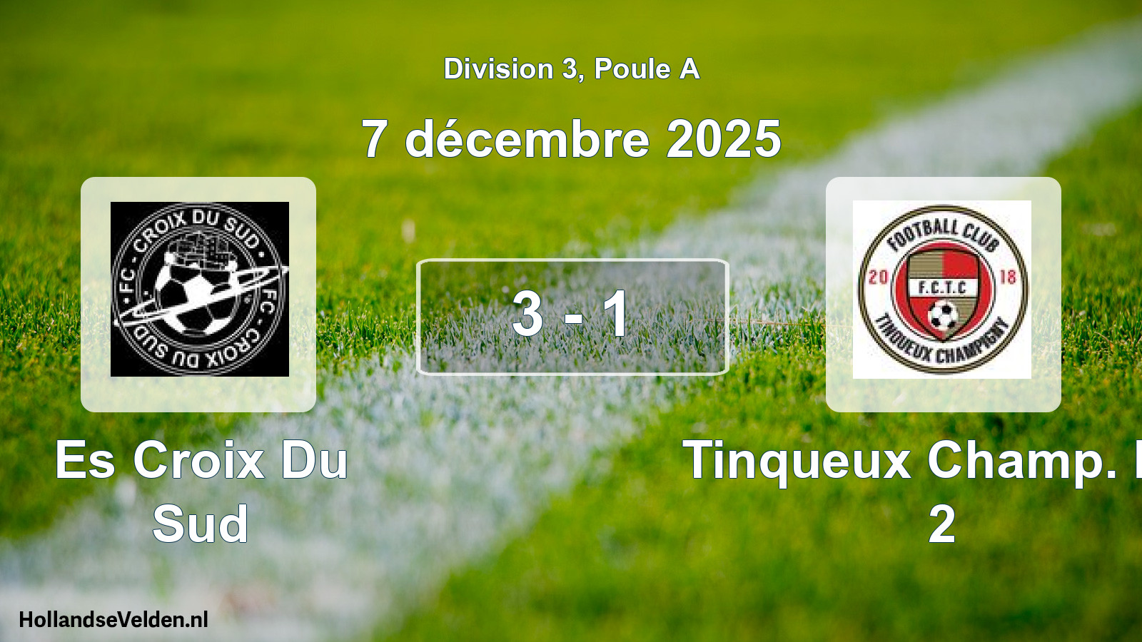 Gespeelde wedstrijd: Es Croix Du Sud - Tinqueux Champ. FC 2 3 - 1 (7 december 2025)