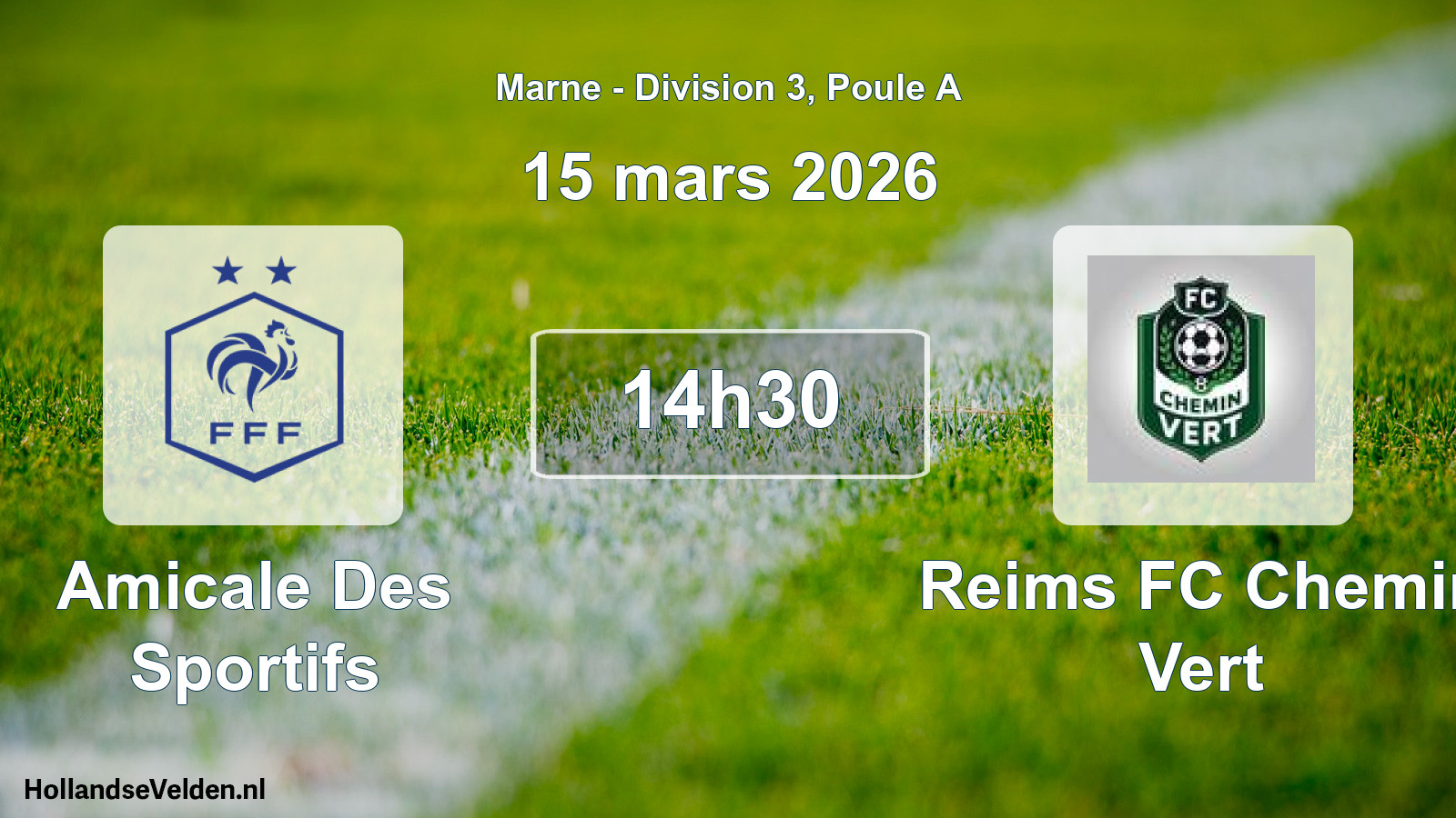 Match programmé: Amicale Des Sportifs - Reims FC Chemin Vert (15 mars 2026)