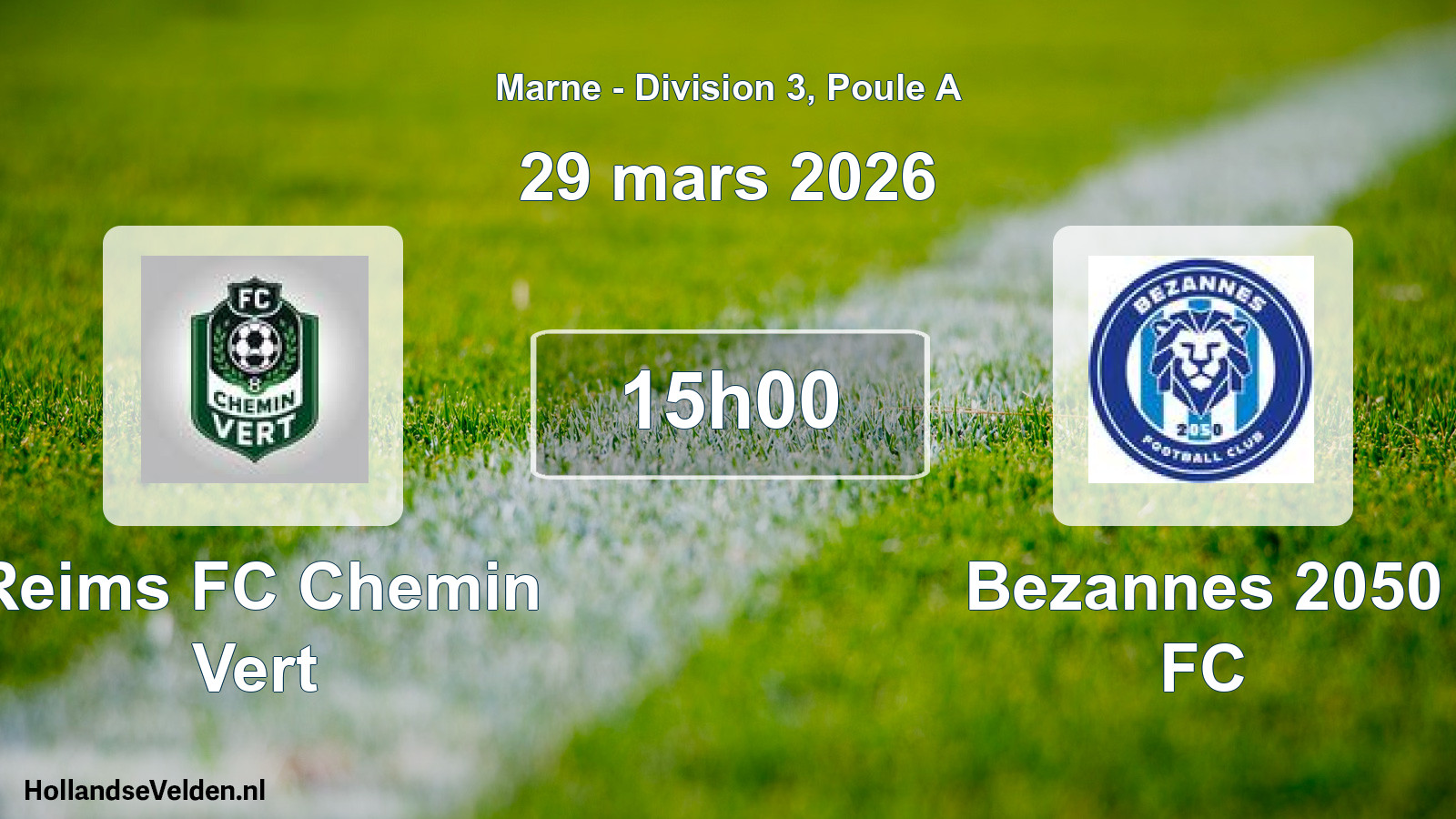 Match programmé: Reims FC Chemin Vert - Bezannes 2050 FC (29 mars 2026)