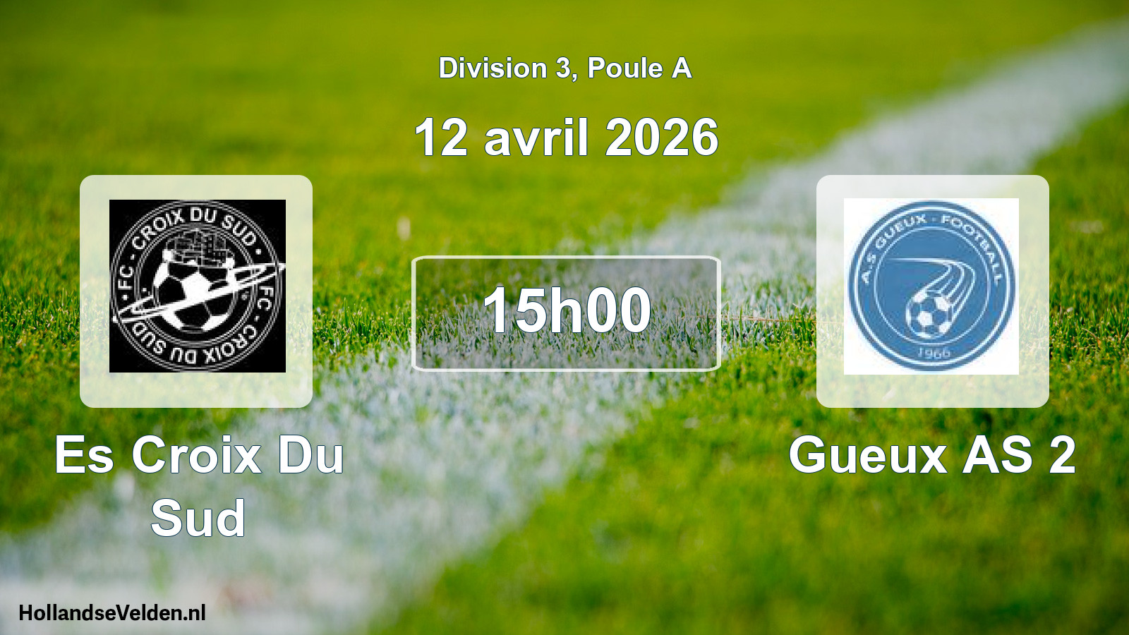Match programmé: Es Croix Du Sud - Gueux AS 2 (12 avril 2026)