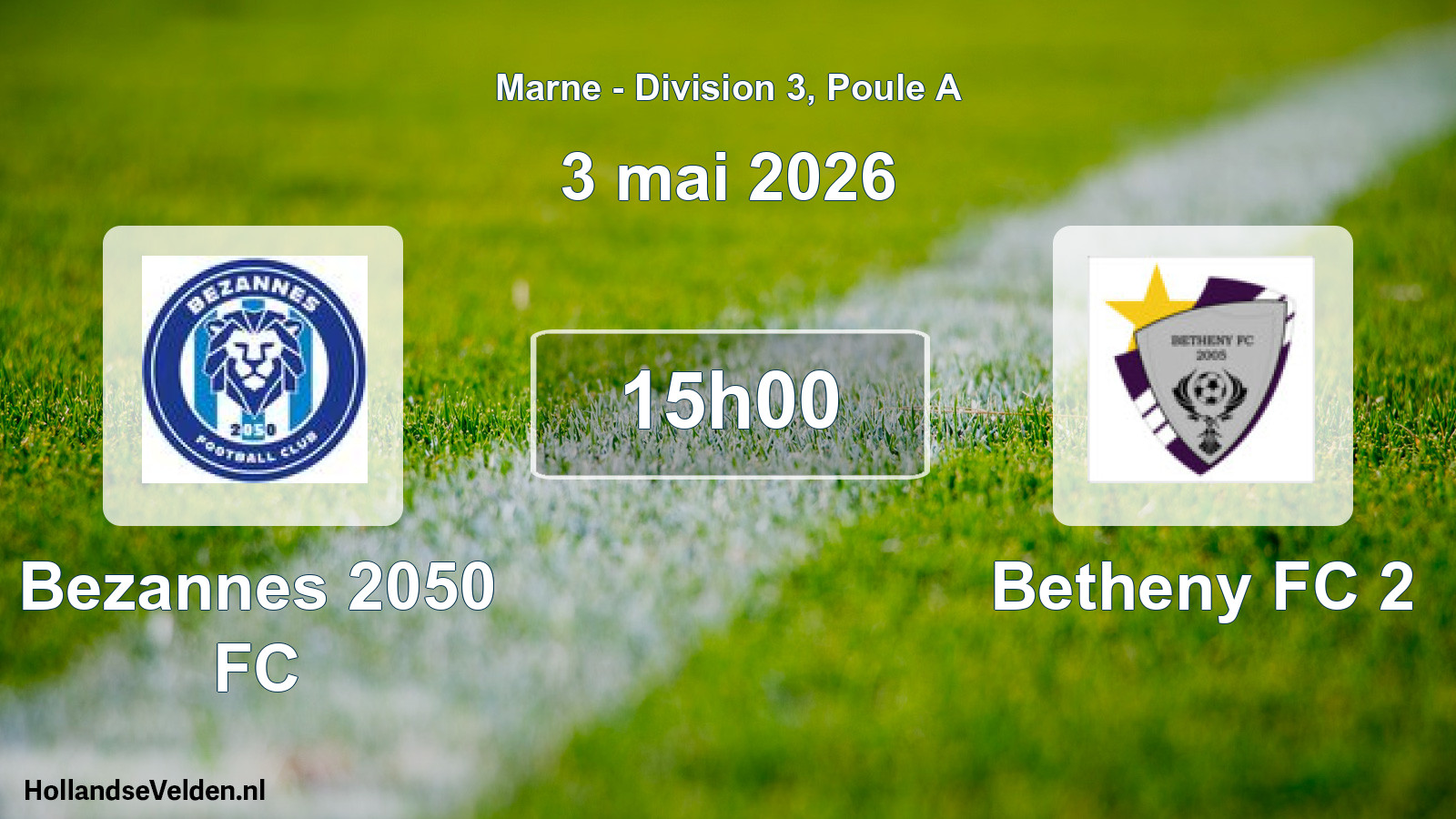 Match programmé: Bezannes 2050 FC - Betheny FC 2 (3 mai 2026)