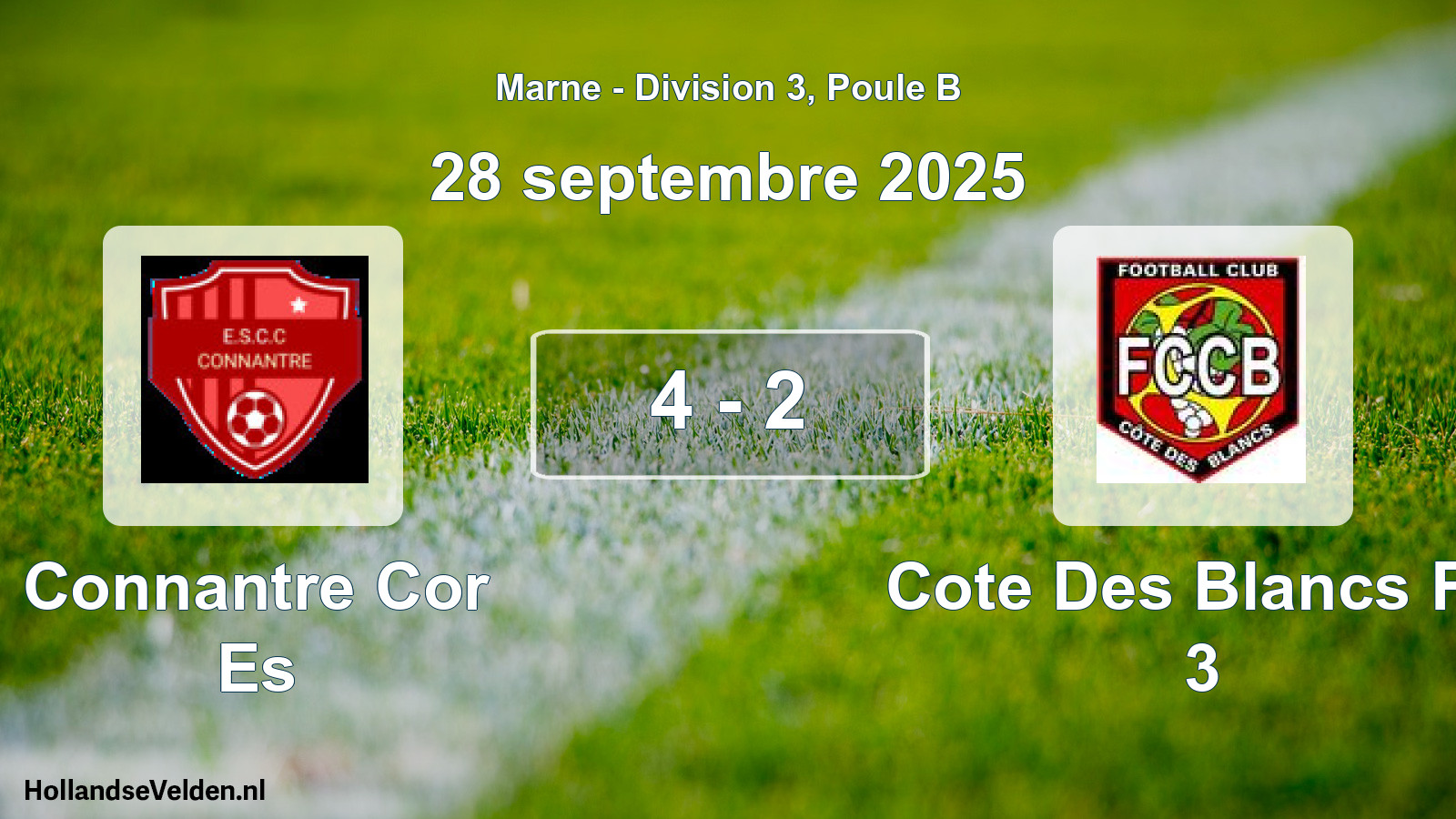 Gespeelde wedstrijd: Connantre Cor Es - Cote Des Blancs FC 3 4 - 2 (28 september 2025)