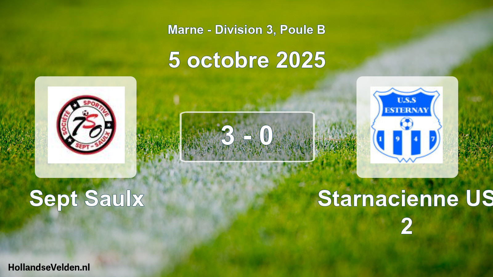 Match joué: Sept Saulx - Starnacienne US 2 3 - 0 (5 octobre 2025)