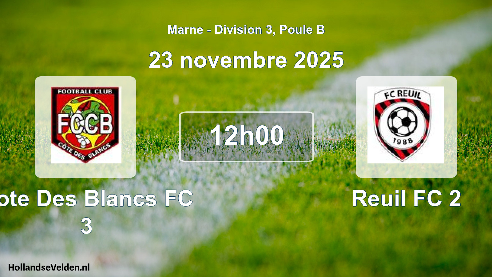 Geplande wedstrijd: Cote Des Blancs FC 3 - Reuil FC 2 (23 november 2025)