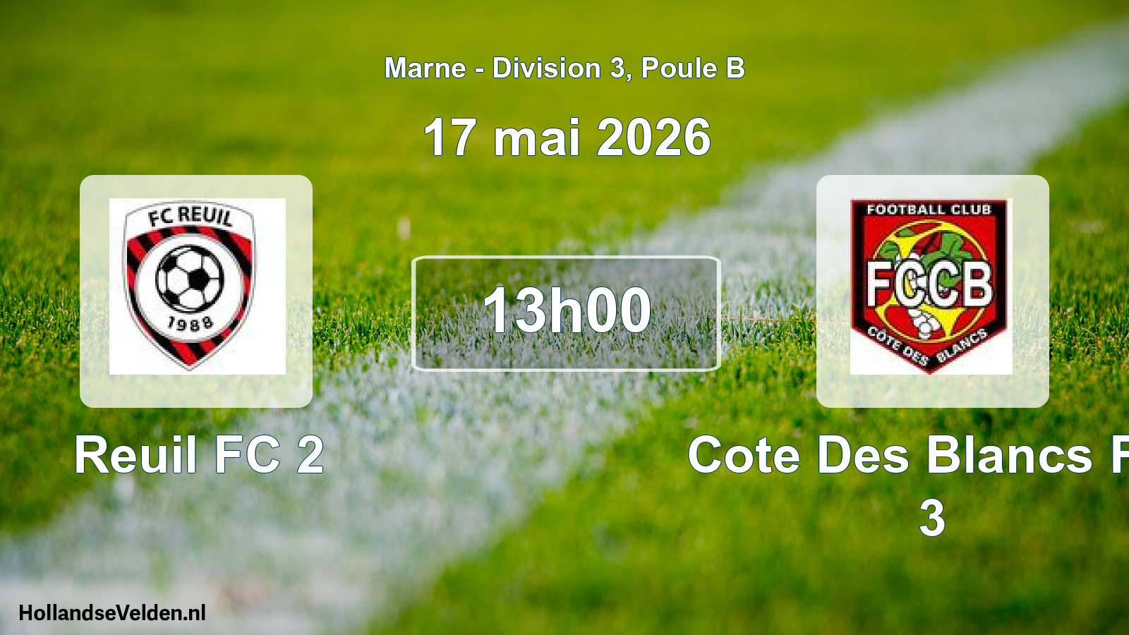 Match programmé: Reuil FC 2 - Cote Des Blancs FC 3 (17 mai 2026)