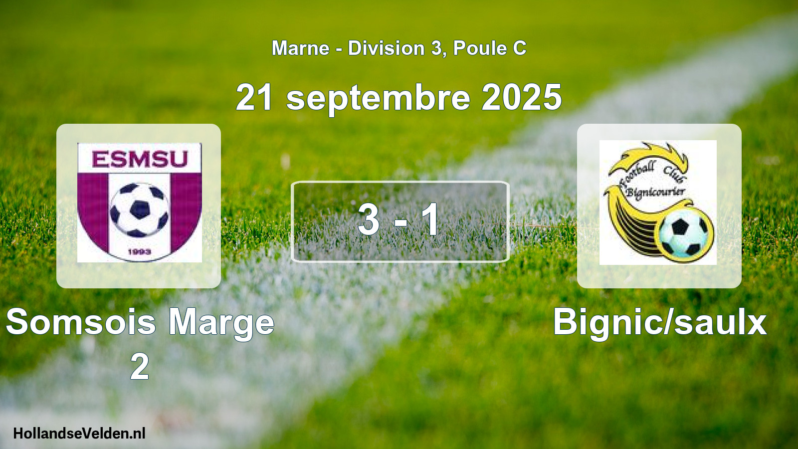 Match joué: Somsois Marge 2 - Bignic/saulx 3 - 1 (21 septembre 2025)