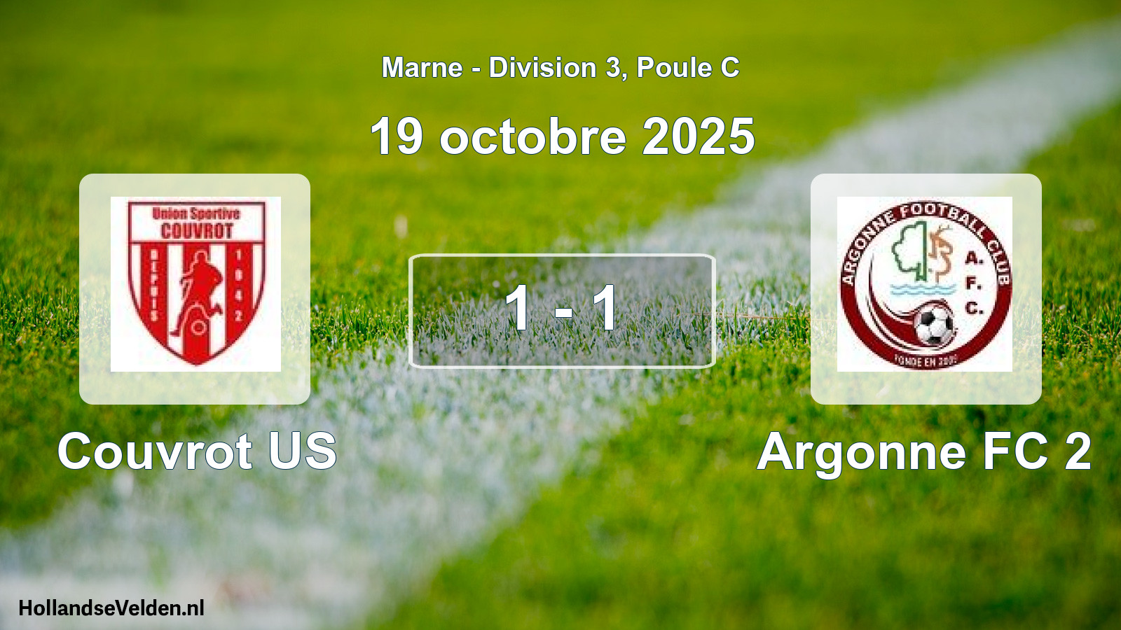 Match joué: Couvrot US - Argonne FC 2 1 - 1 (19 octobre 2025)