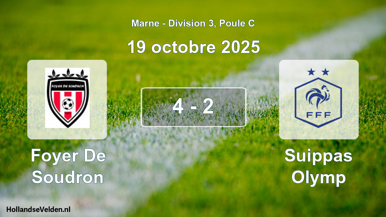 Total number of matches played: Foyer De Soudron - Suippas Olymp 4 - 2 (19 October 2025)