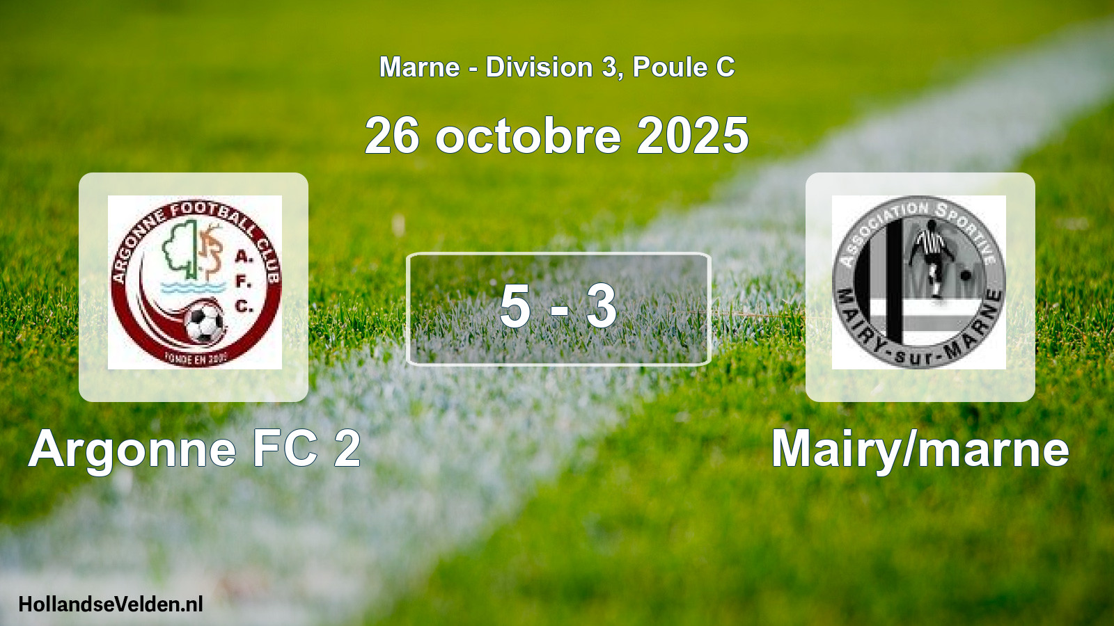 Gespeelde wedstrijd: Argonne FC 2 - Mairy/marne 5 - 3 (26 oktober 2025)