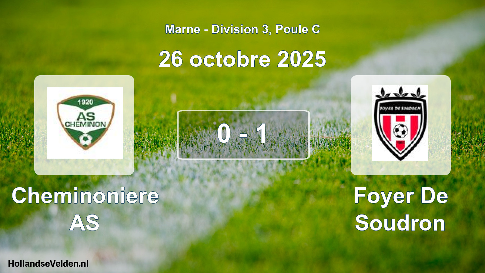 Total number of matches played: Cheminoniere AS - Foyer De Soudron 0 - 1 (26 October 2025)