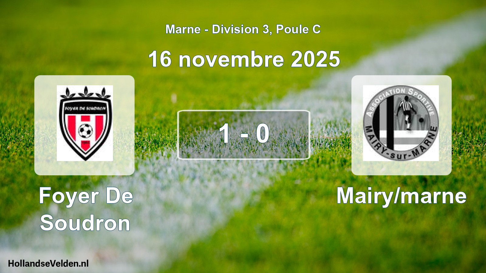 Match joué: Foyer De Soudron - Mairy/marne 1 - 0 (16 novembre 2025)