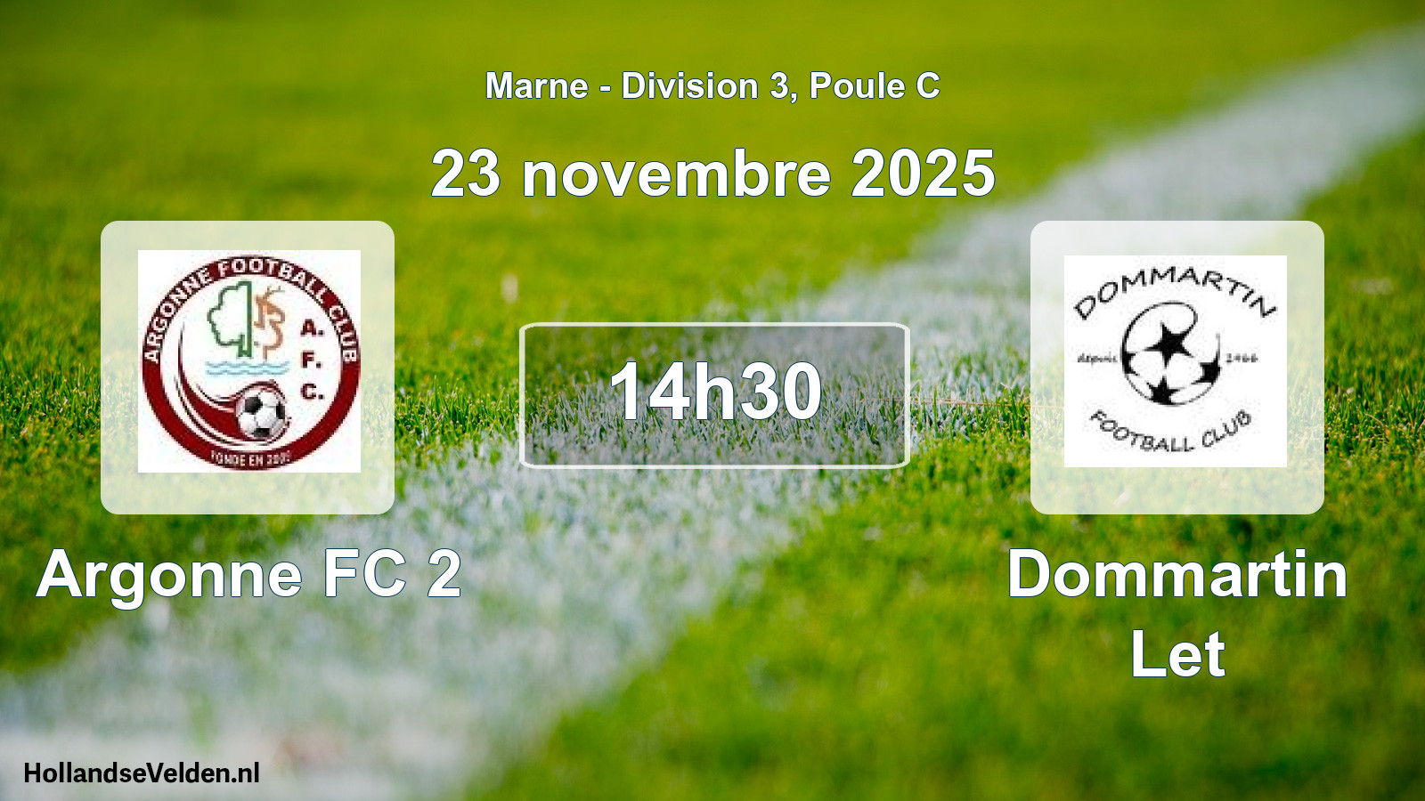 Match programmé: Argonne FC 2 - Dommartin Let (23 novembre 2025)