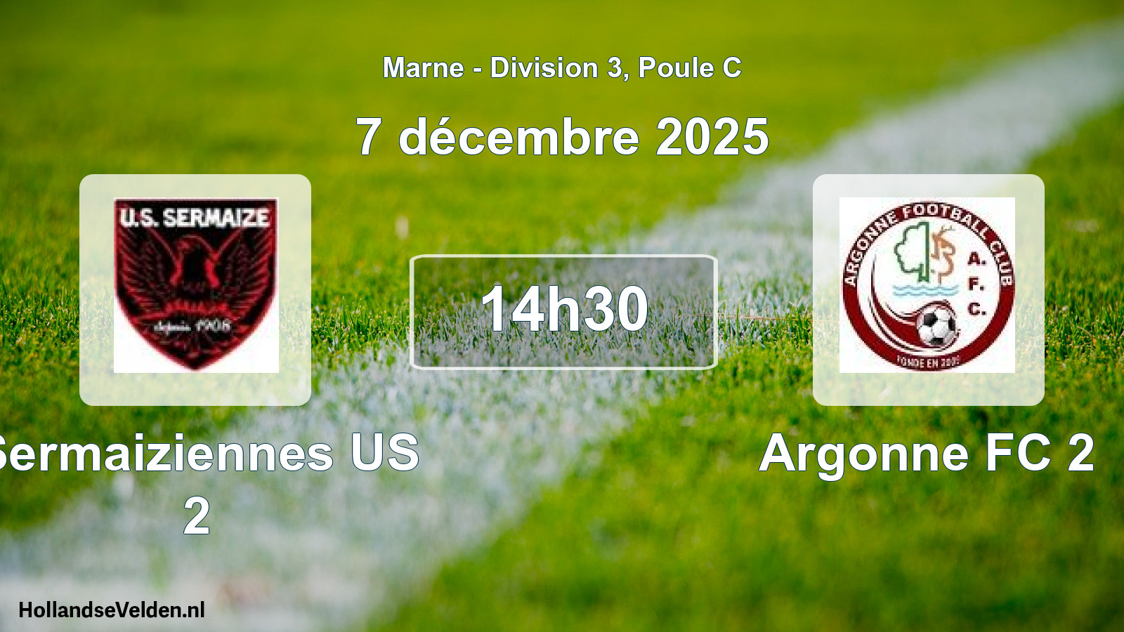 Match programmé: Sermaiziennes US 2 - Argonne FC 2 (7 décembre 2025)