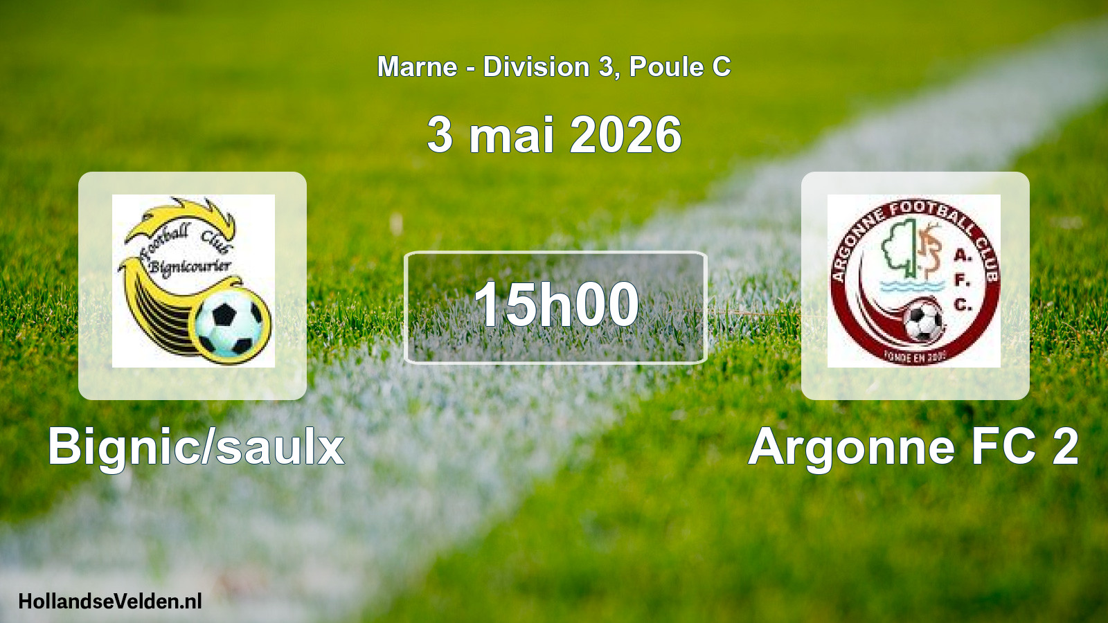 Match programmé: Bignic/saulx - Argonne FC 2 (3 mai 2026)