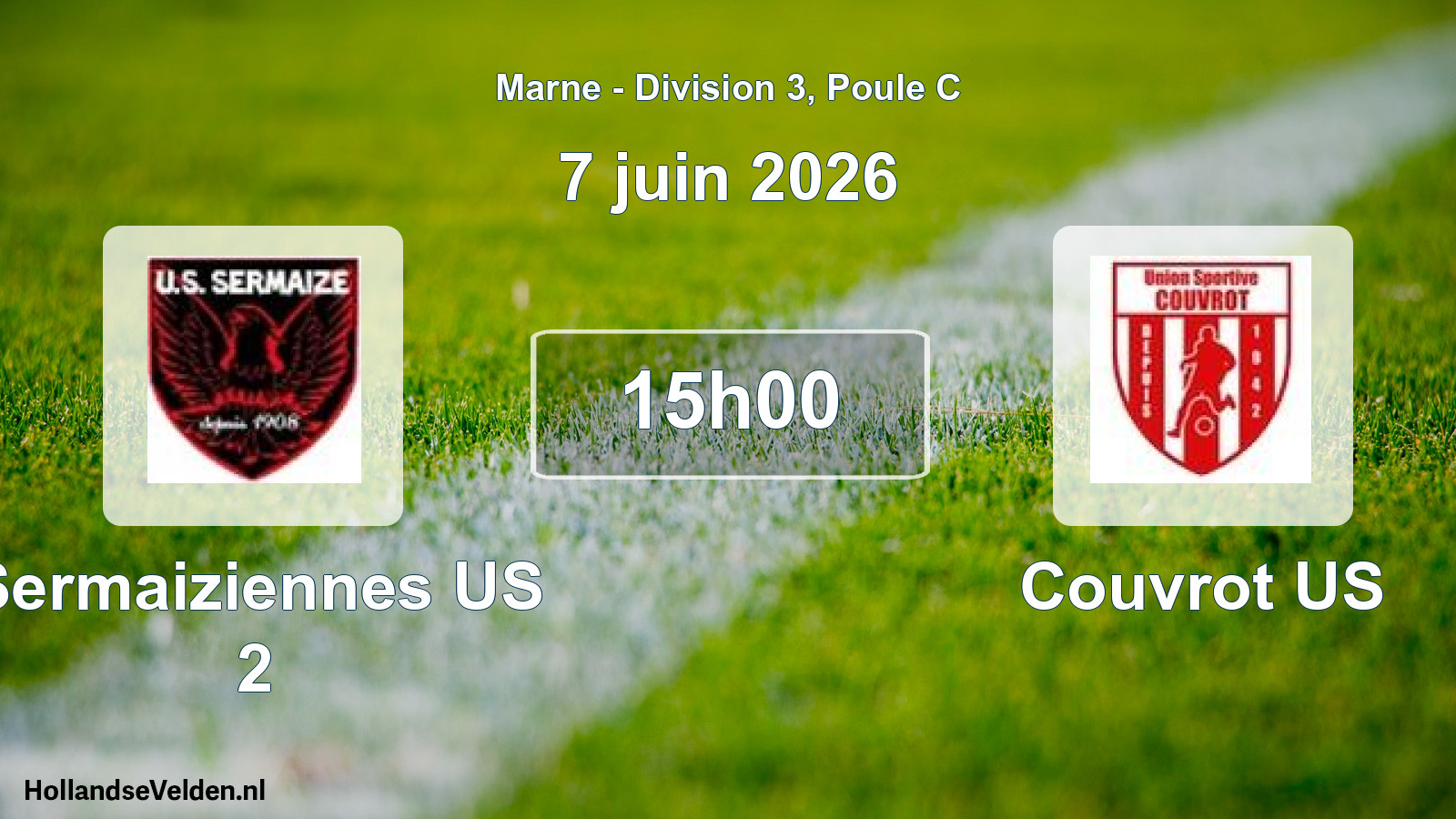 Match programmé: Sermaiziennes US 2 - Couvrot US (7 juin 2026)