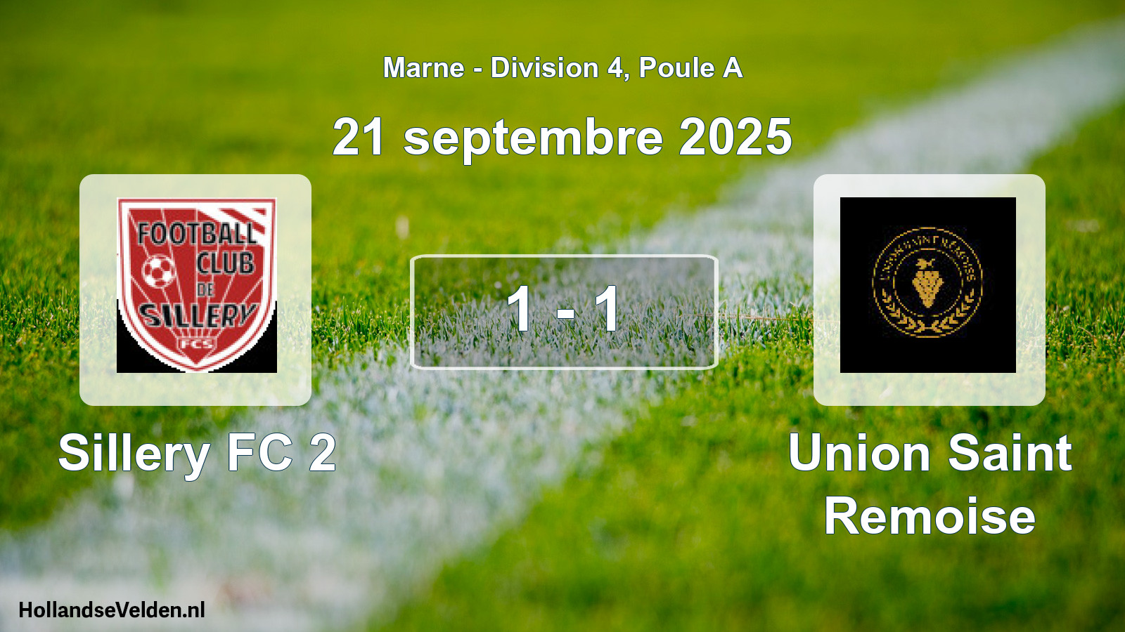 Match joué: Sillery FC 2 - Union Saint Remoise 1 - 1 (21 septembre 2025)