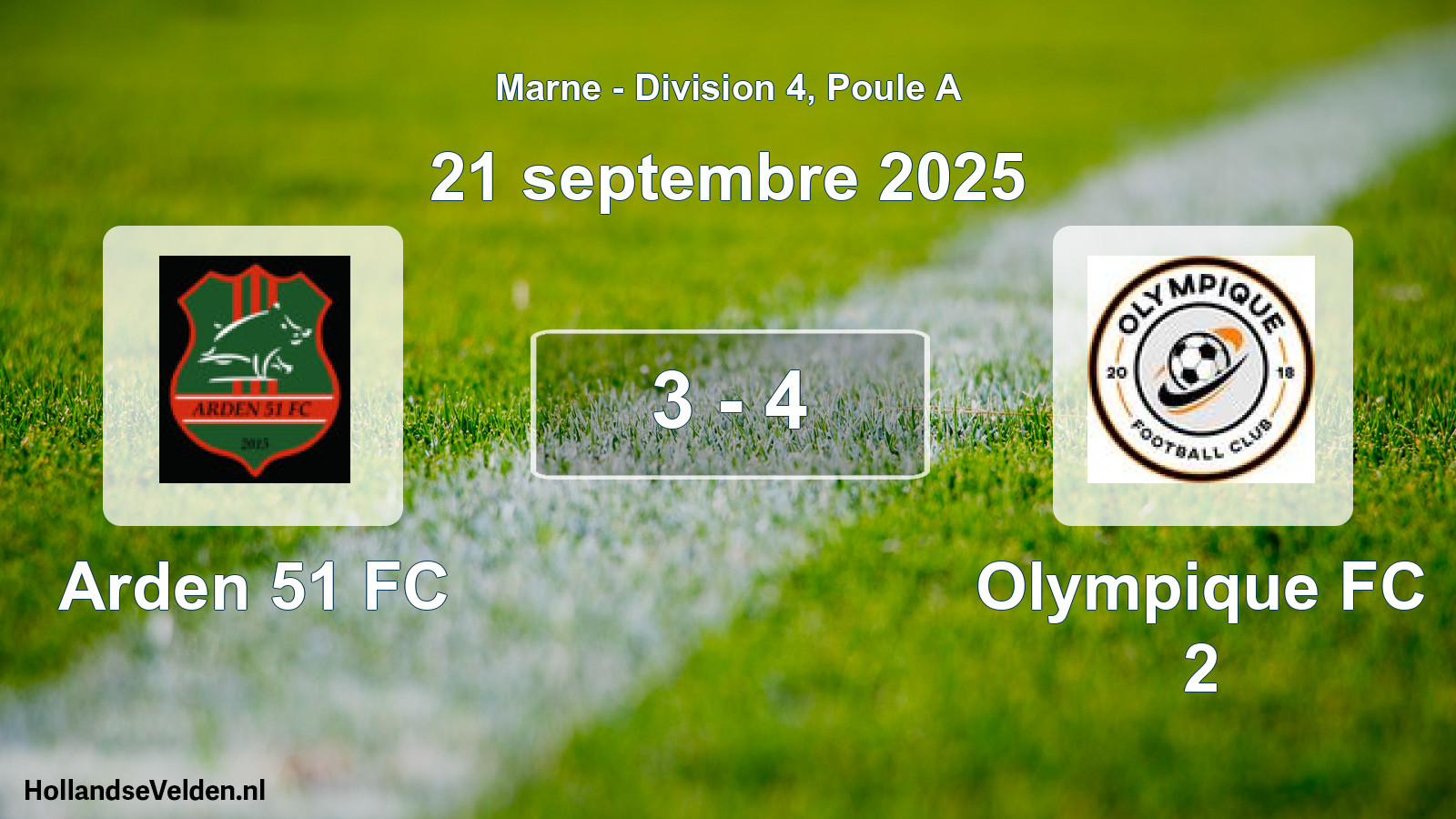 Match joué: Arden 51 FC - Olympique FC 2 3 - 4 (21 septembre 2025)
