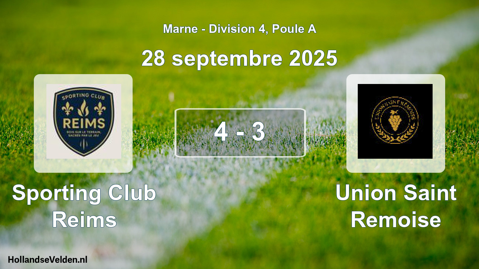 Gespeelde wedstrijd: Sporting Club Reims - Union Saint Remoise 4 - 3 (28 september 2025)