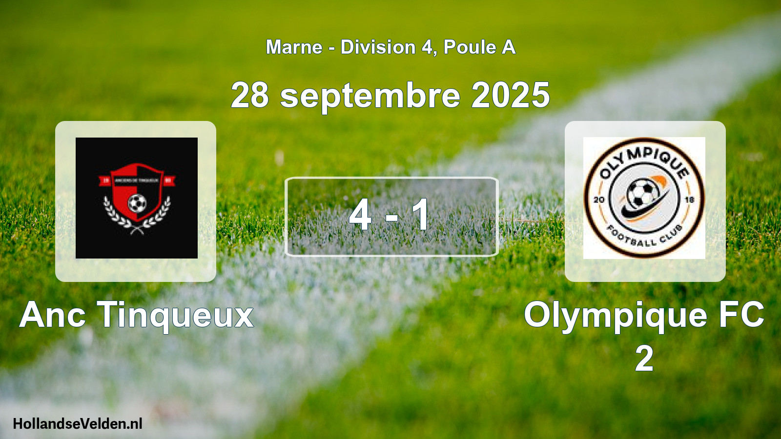 Gespeelde wedstrijd: Anc Tinqueux - Olympique FC 2 4 - 1 (28 september 2025)